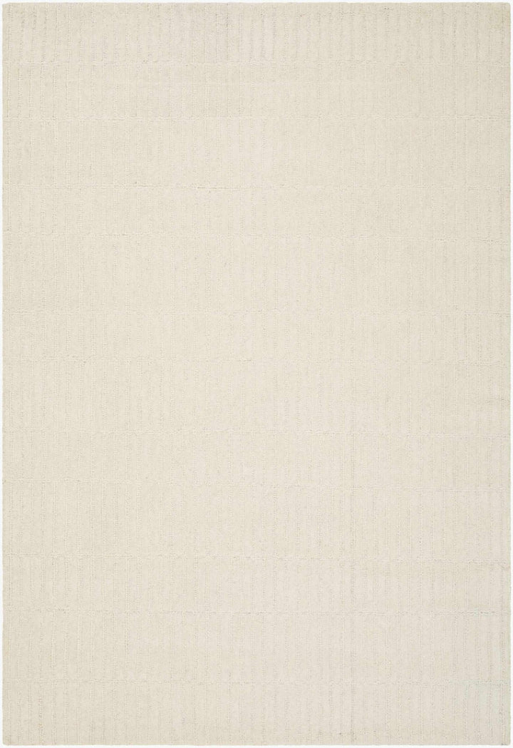 Finial Modern Solid Design Ivory Hand Tufted Wool Area Rug - The Rug Decor
