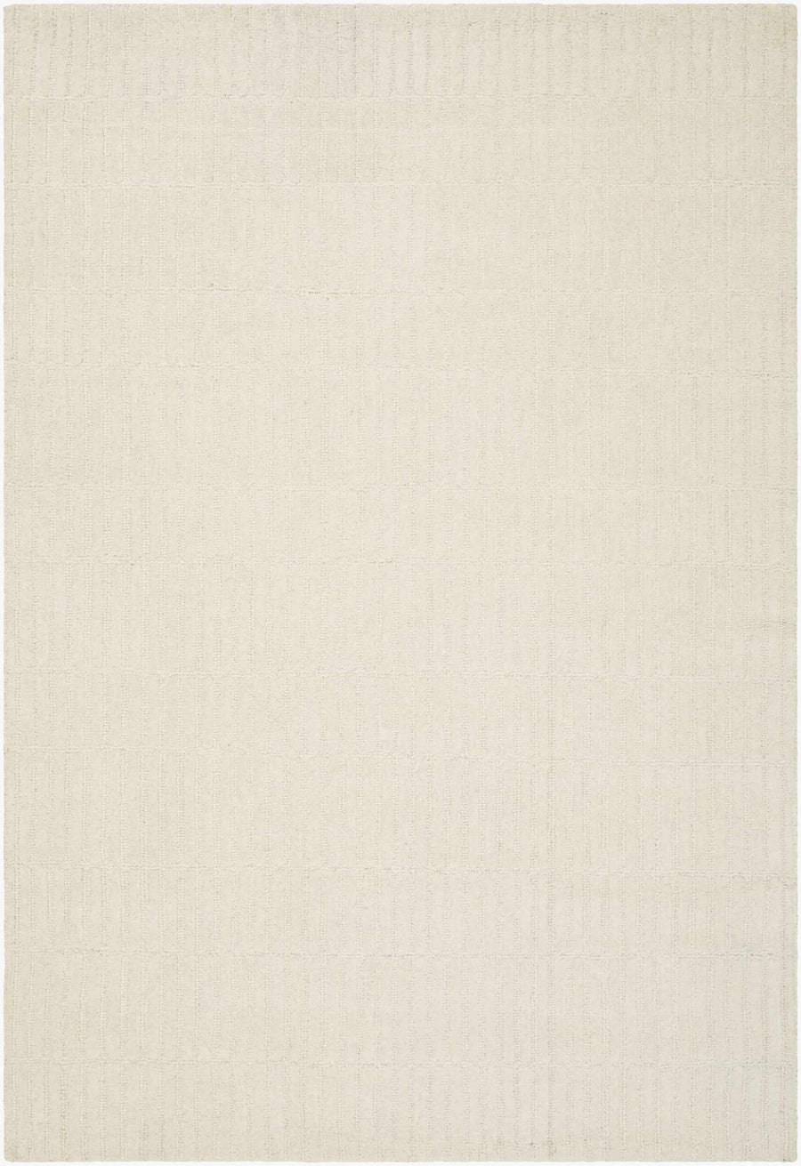 Finial Modern Solid Design Ivory Hand Tufted Wool Area Rug - The Rug Decor