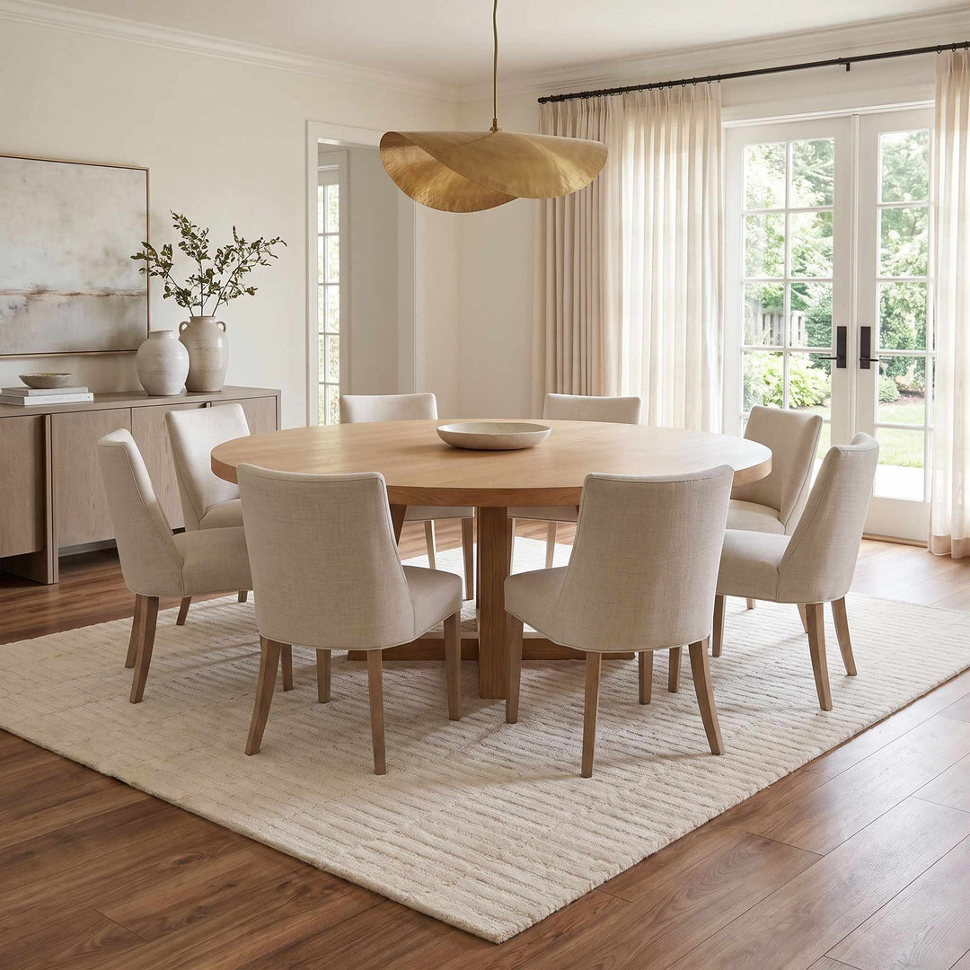 Finial Modern Solid Design Ivory Hand Tufted Wool Area Rug - The Rug Decor