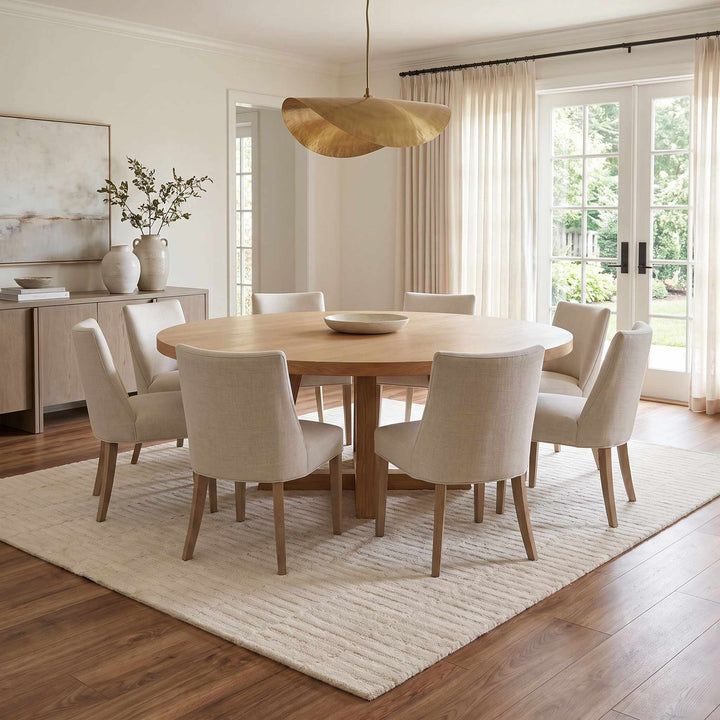 Finial Modern Solid Design Ivory Hand Tufted Wool Area Rug - The Rug Decor