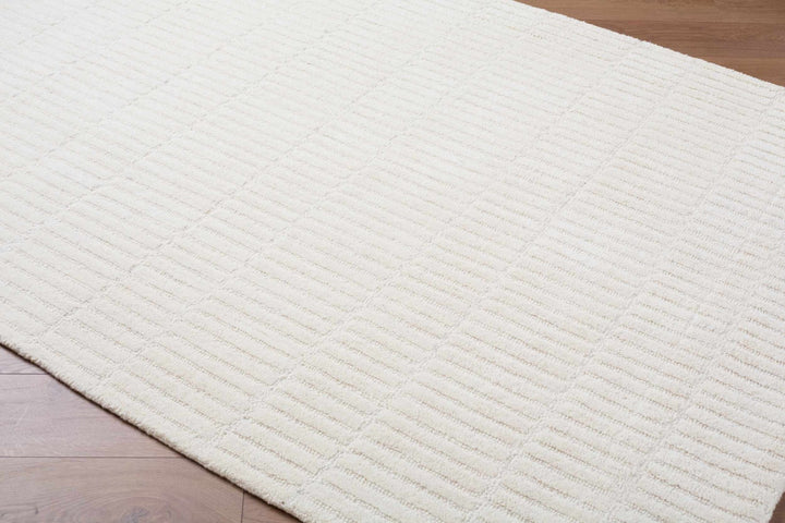 Finial Modern Solid Design Ivory Hand Tufted Wool Area Rug - The Rug Decor