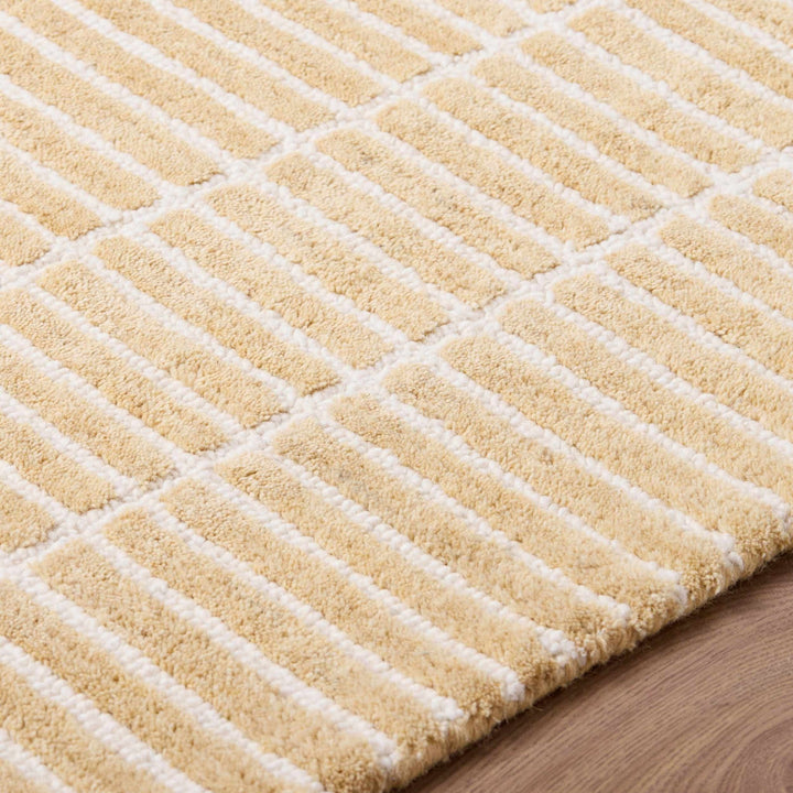 Finial Modern Stripes Design Beige Hand Tufted Wool Area Rug - The Rug Decor