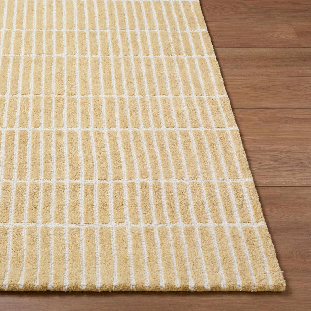 Finial Modern Stripes Design Beige Hand Tufted Wool Area Rug - The Rug Decor