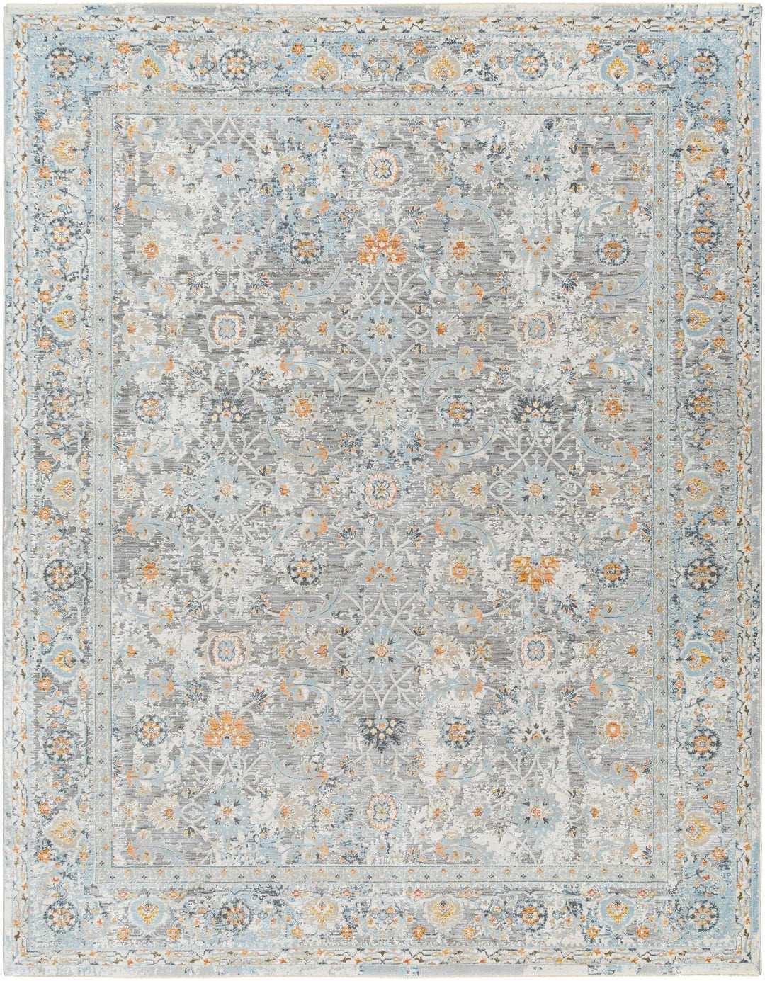 Finn Traditional Style Silver & Blue Area Rug - The Rug Decor