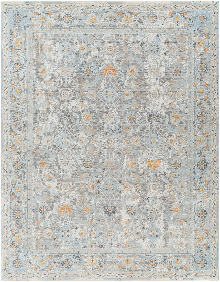 Finn Traditional Style Silver & Blue Area Rug - The Rug Decor