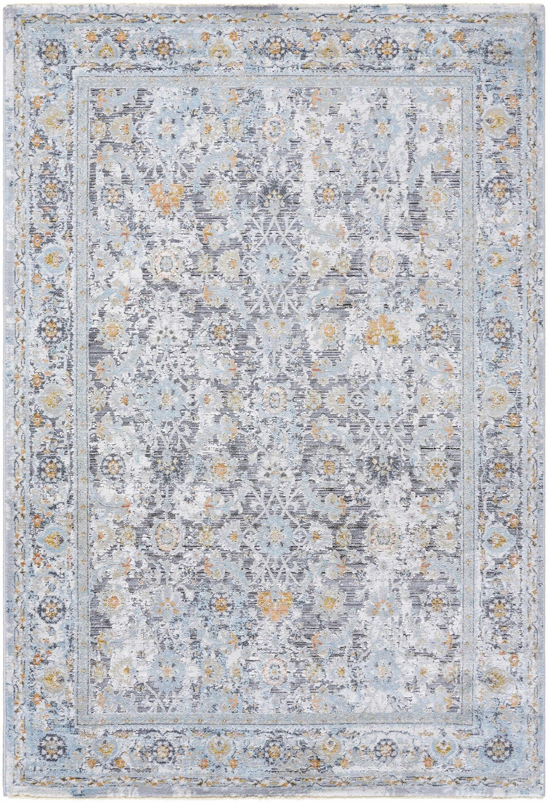 Finn Traditional Style Silver & Blue Area Rug - The Rug Decor