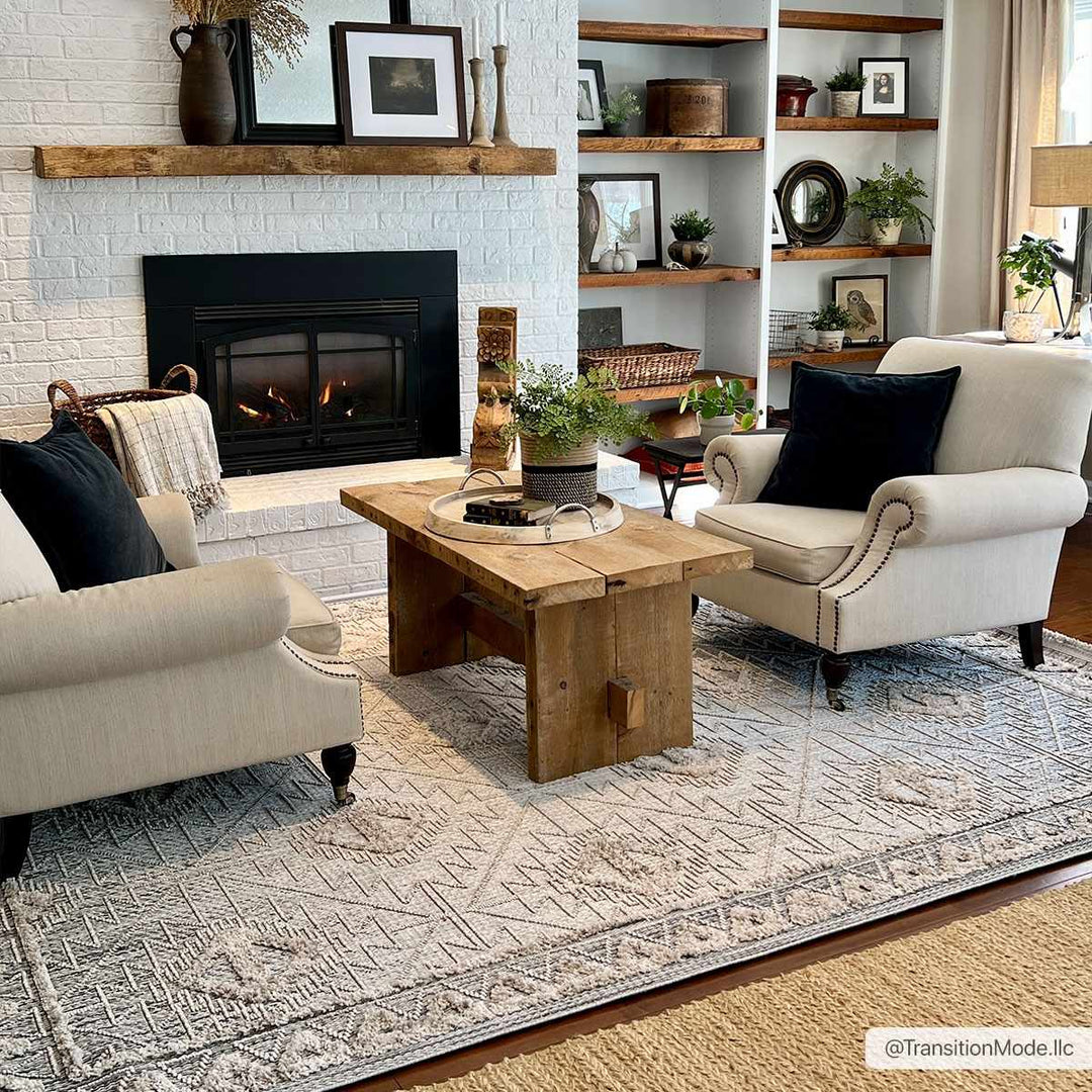 Flat woven Silver, Gray and Beige Geometrical Texture Area Rug - The Rug Decor