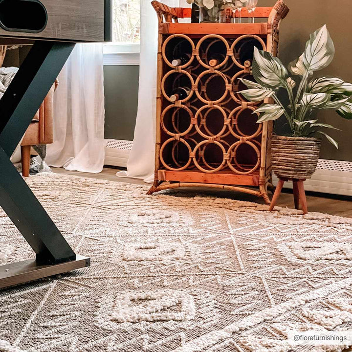 Flat woven Silver, Gray and Beige Geometrical Texture Area Rug - The Rug Decor
