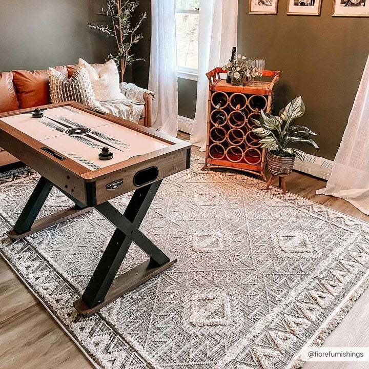Flat woven Silver, Gray and Beige Geometrical Texture Area Rug - The Rug Decor