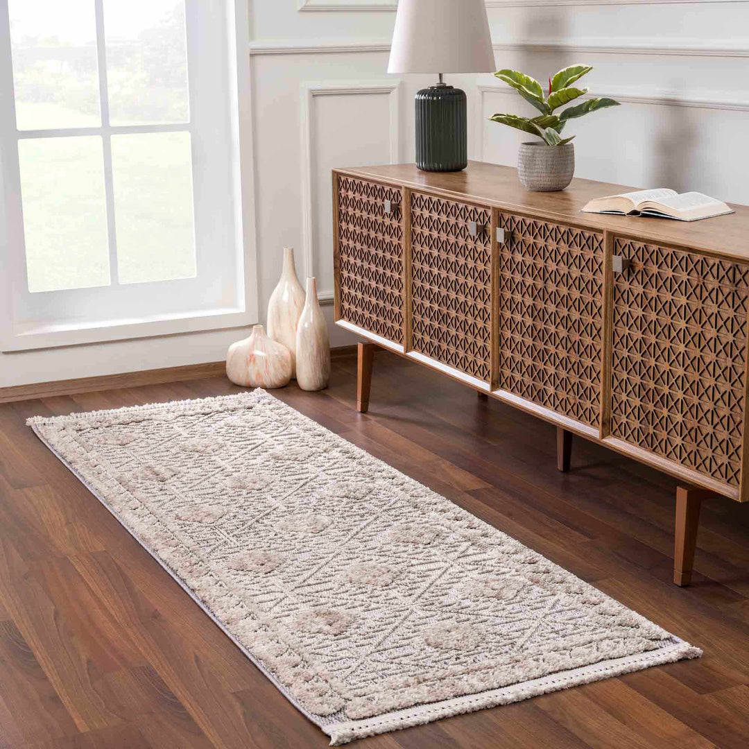 Flat woven Silver, Gray and Beige Geometrical Texture Area Rug - The Rug Decor