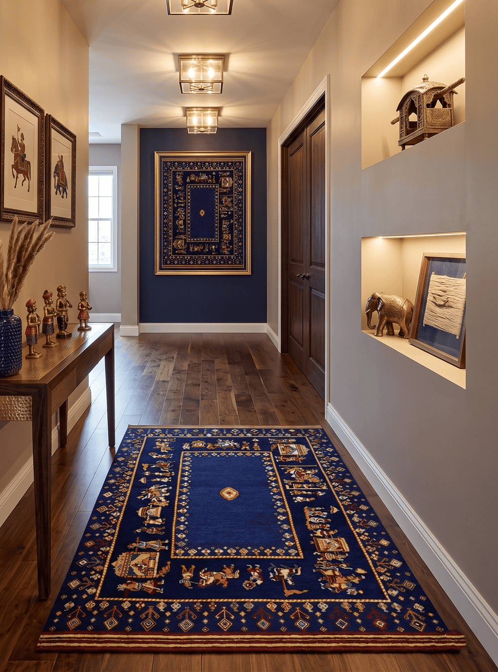 Flatwoven 5x7 Traditional Navy Blue Hand Woven Wool Rug - The Rug Decor