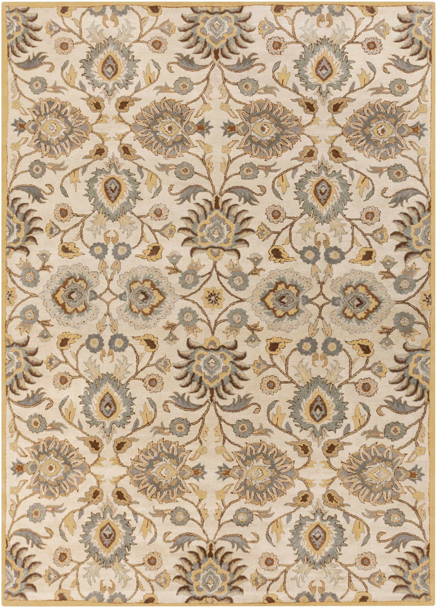 Floral Beige, Tan, Brown and Gray Traditional Hand Tufted Multi size Wool Rug - The Rug Decor