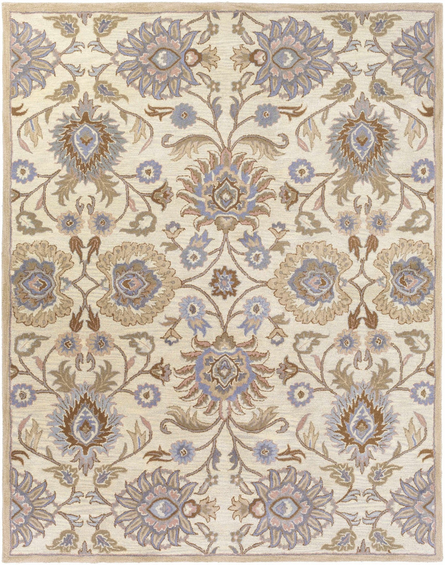 Floral Beige, Tan, Violet and Brown Traditional Hand Tufted wool area Rug - The Rug Decor