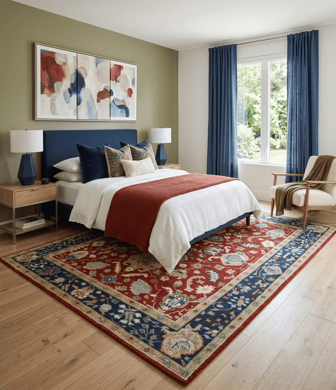 Floral Brown, Blue and Beige Hand Knotted Oriental Oushak Multi Size wool Area Rug - The Rug Decor