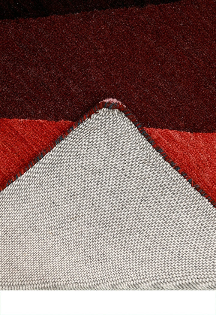 Flow Modern Abstract Red And Maroon Hand Tufted 5x8 Wool Rug - The Rug Decor