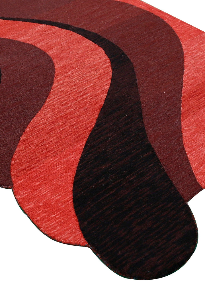Flow Modern Abstract Red And Maroon Hand Tufted 5x8 Wool Rug - The Rug Decor
