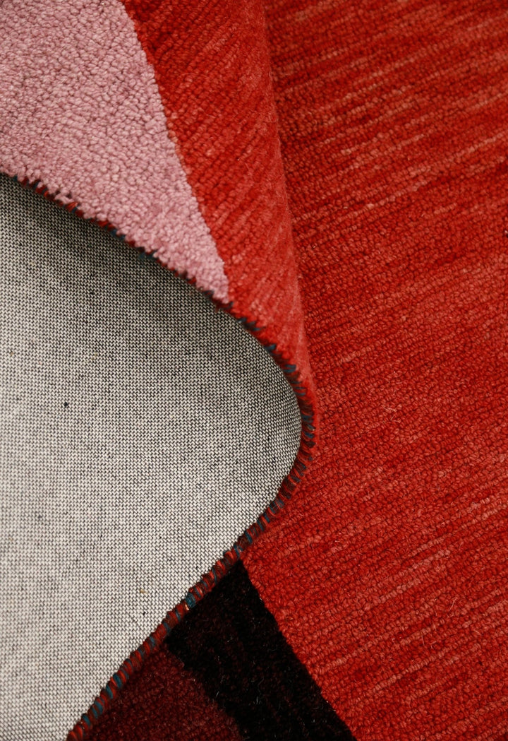 Flow Modern Abstract Red And Maroon Hand Tufted 5x8 Wool Rug - The Rug Decor