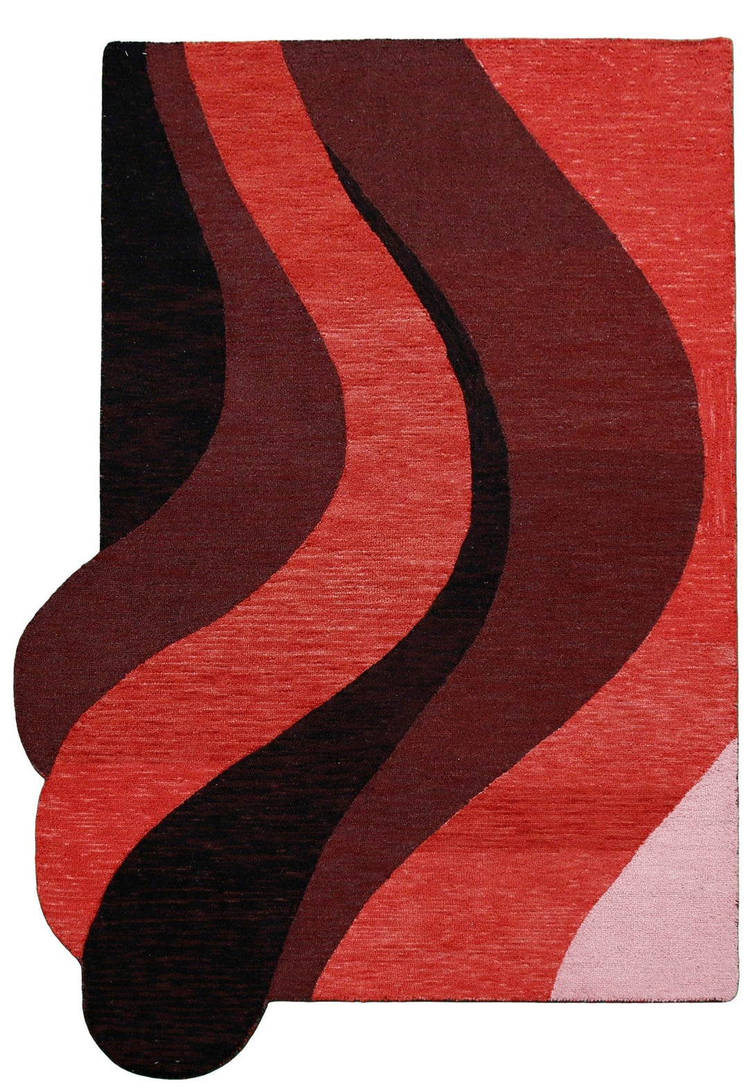 Flow Modern Abstract Red And Maroon Hand Tufted 5x8 Wool Rug - The Rug Decor