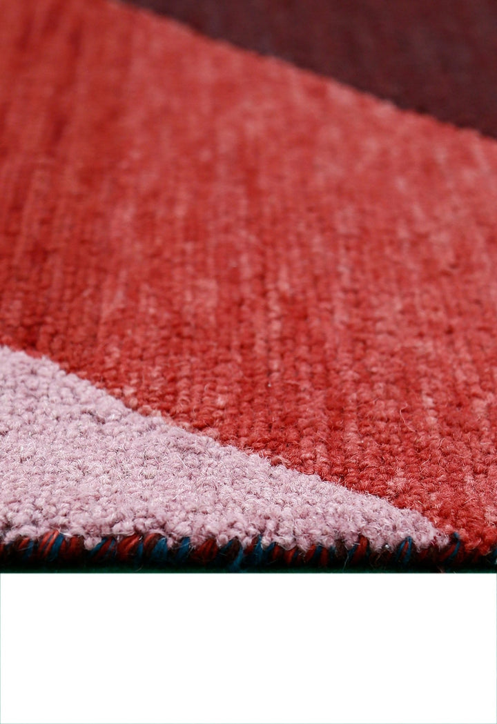 Flow Modern Abstract Red And Maroon Hand Tufted 5x8 Wool Rug - The Rug Decor