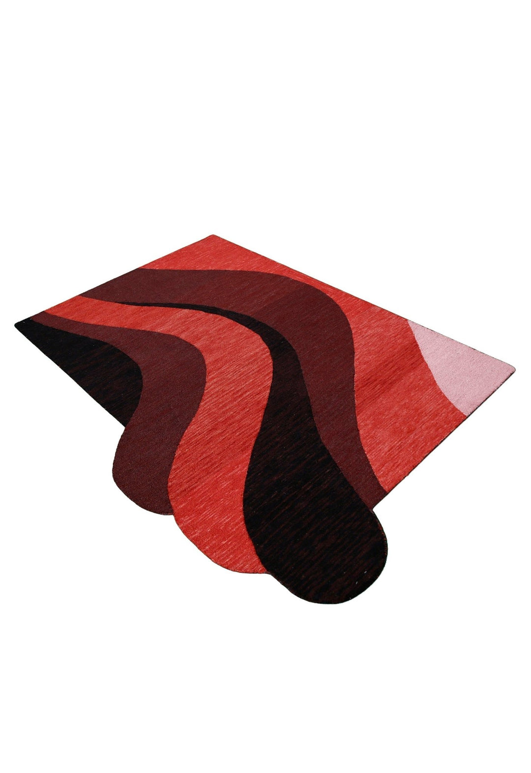Flow Modern Abstract Red And Maroon Hand Tufted 5x8 Wool Rug - The Rug Decor