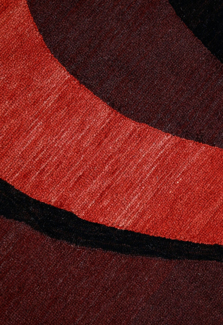 Flow Modern Abstract Red And Maroon Hand Tufted 5x8 Wool Rug - The Rug Decor