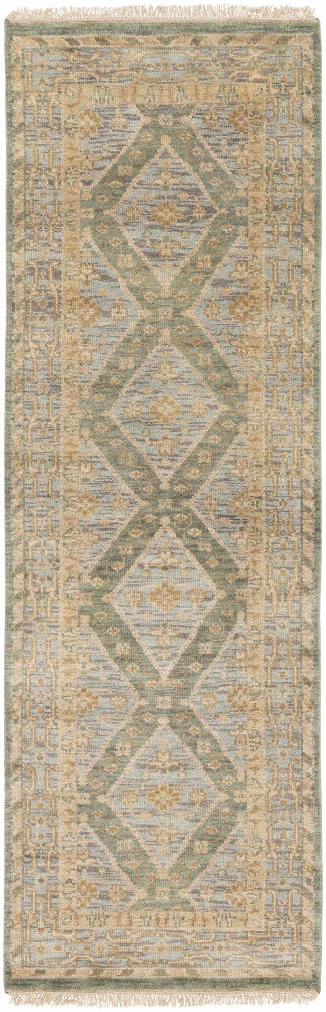 Fogelsville Traditional Style Beige And Blue Hand Knotted Area Rug - The Rug Decor