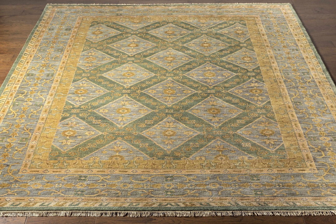 Fogelsville Traditional Style Beige And Blue Hand Knotted Area Rug - The Rug Decor