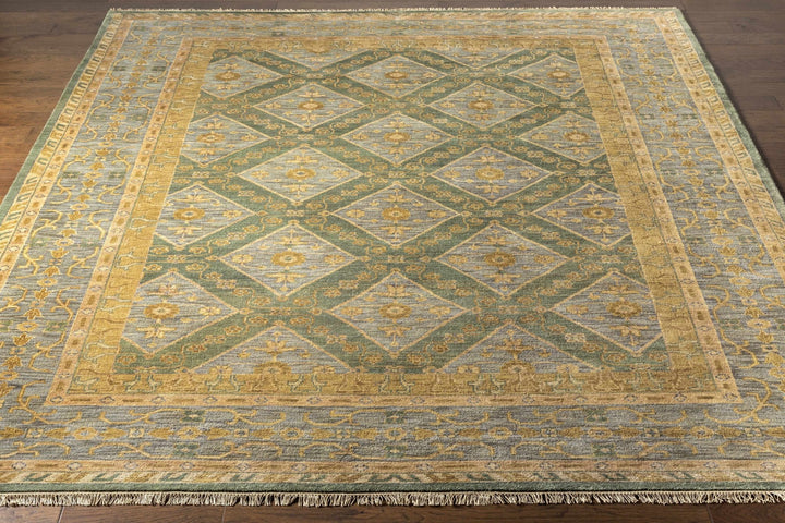 Fogelsville Traditional Style Beige And Blue Hand Knotted Area Rug - The Rug Decor