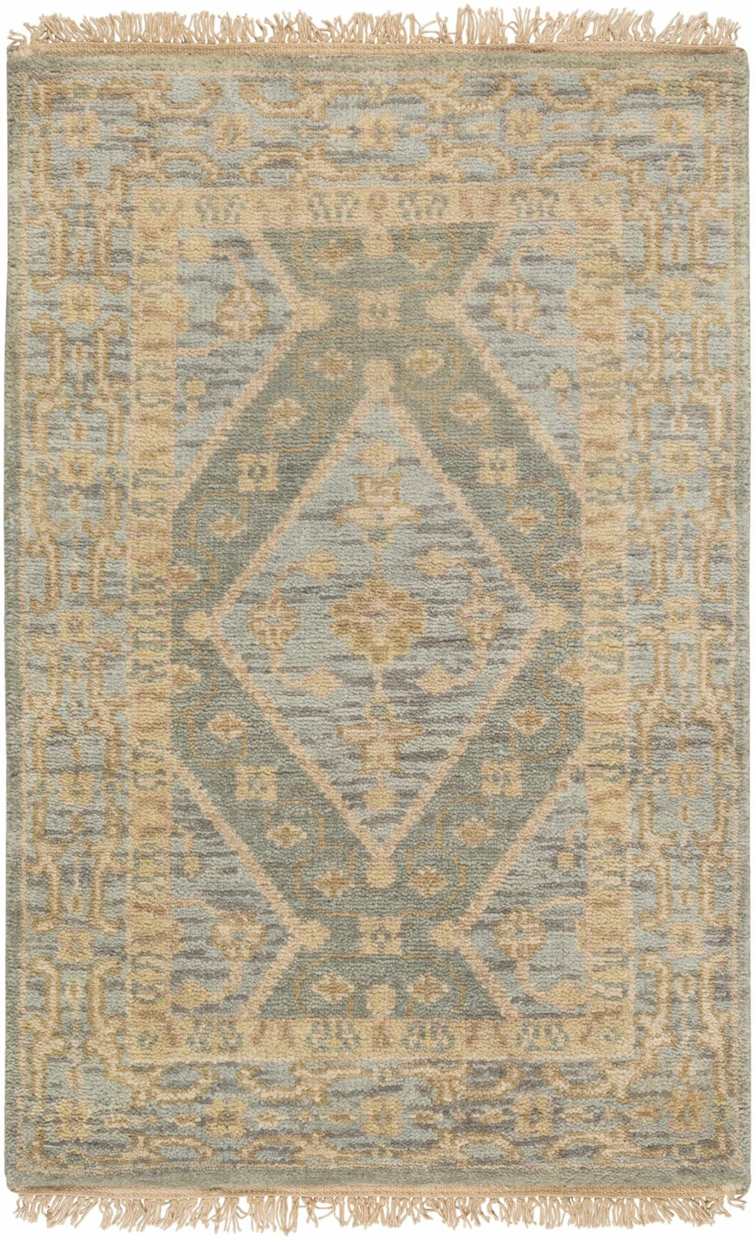 Fogelsville Traditional Style Beige And Blue Hand Knotted Area Rug - The Rug Decor
