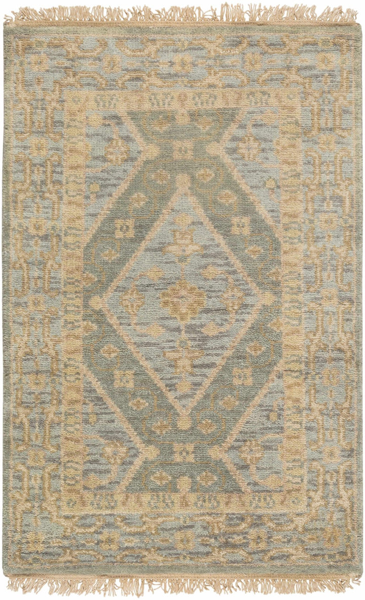 Fogelsville Traditional Style Beige And Blue Hand Knotted Area Rug - The Rug Decor