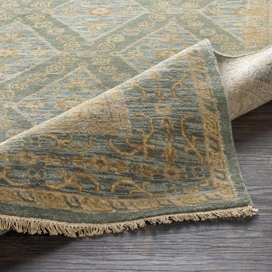 Fogelsville Traditional Style Beige And Blue Hand Knotted Area Rug - The Rug Decor