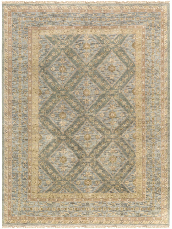 Fogelsville Traditional Style Beige And Blue Hand Knotted Area Rug - The Rug Decor