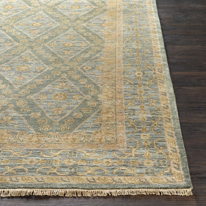 Fogelsville Traditional Style Beige And Blue Hand Knotted Area Rug - The Rug Decor