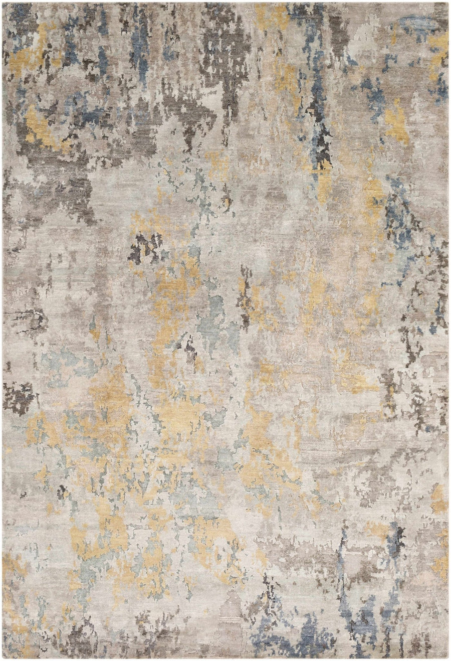 Follansbee Modern Abstract Beige And Gray Hand Knotted Area Rug - The Rug Decor