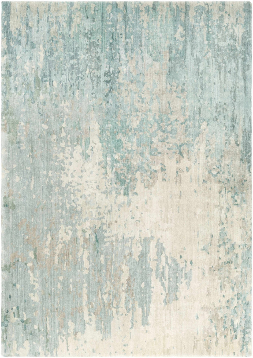Fonda Teal And Beige Modern Abstract Design Hand Knotted Area Rug - The Rug Decor