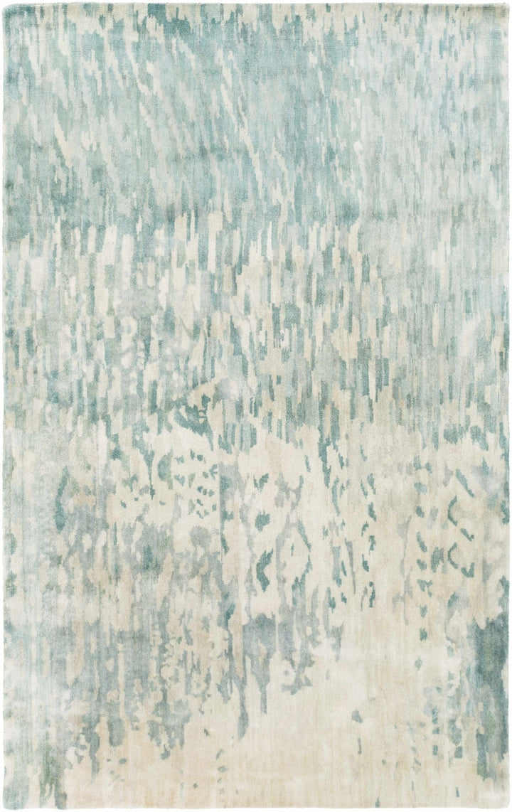 Fonda Teal And Beige Modern Abstract Design Hand Knotted Area Rug - The Rug Decor