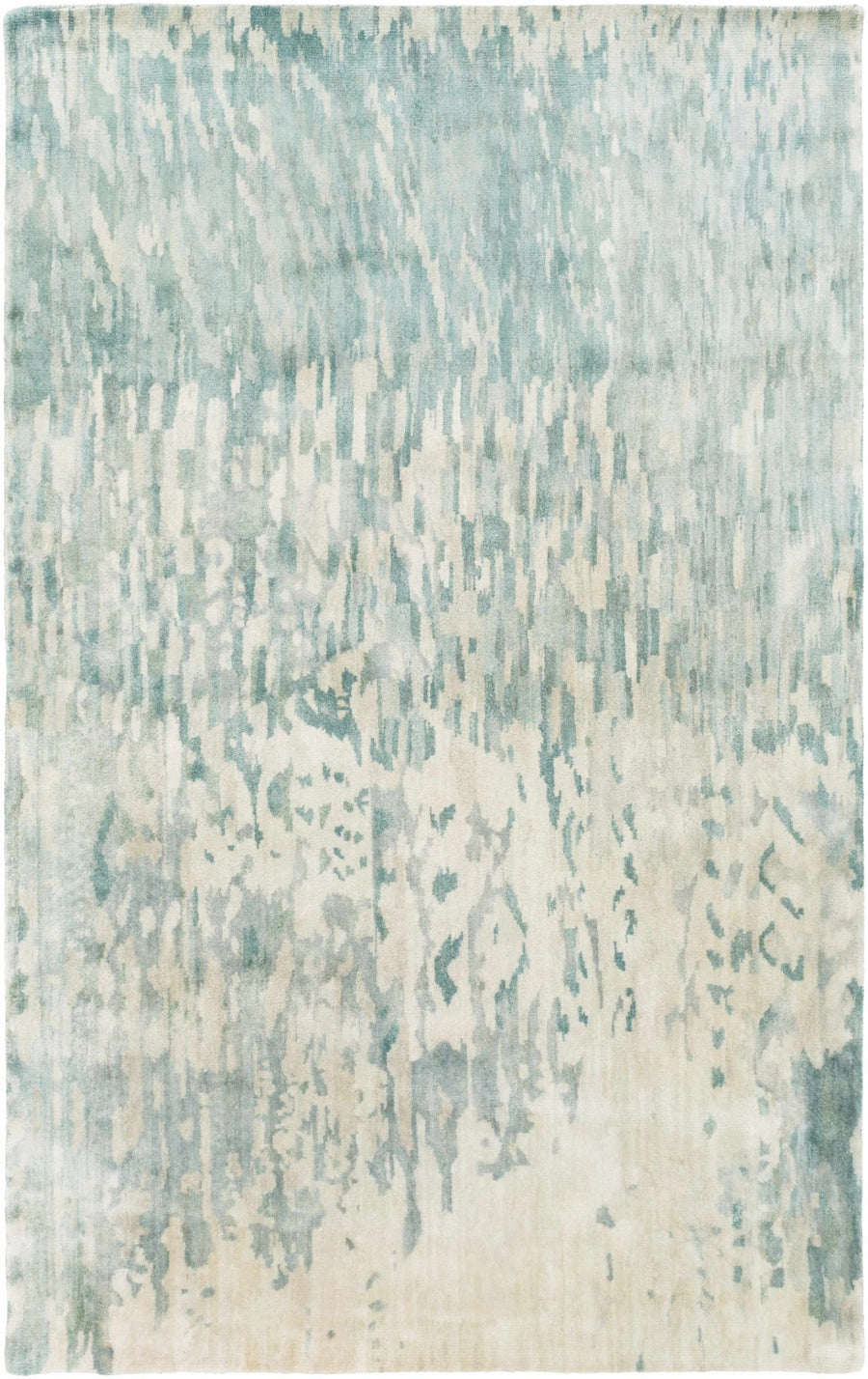 Fonda Teal And Beige Modern Abstract Design Hand Knotted Area Rug - The Rug Decor