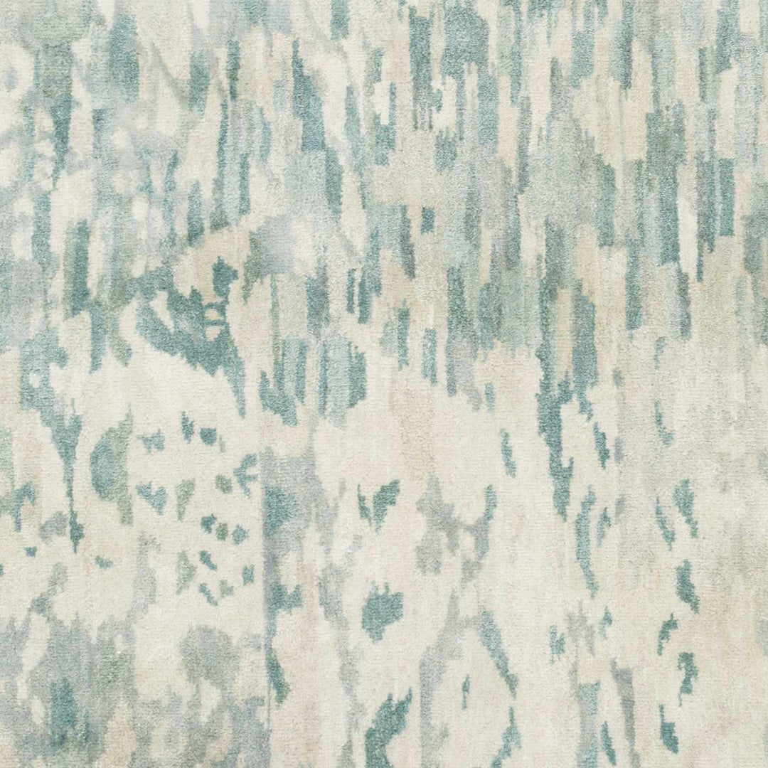 Fonda Teal And Beige Modern Abstract Design Hand Knotted Area Rug - The Rug Decor