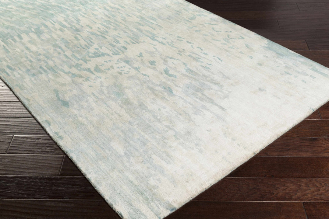Fonda Teal And Beige Modern Abstract Design Hand Knotted Area Rug - The Rug Decor