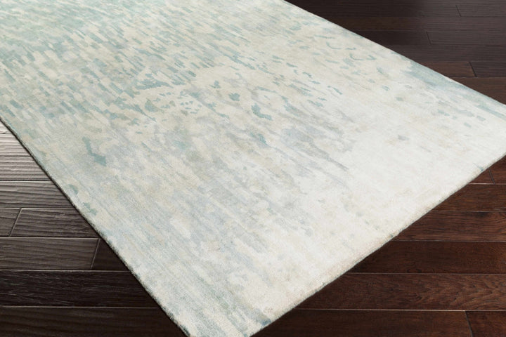 Fonda Teal And Beige Modern Abstract Design Hand Knotted Area Rug - The Rug Decor