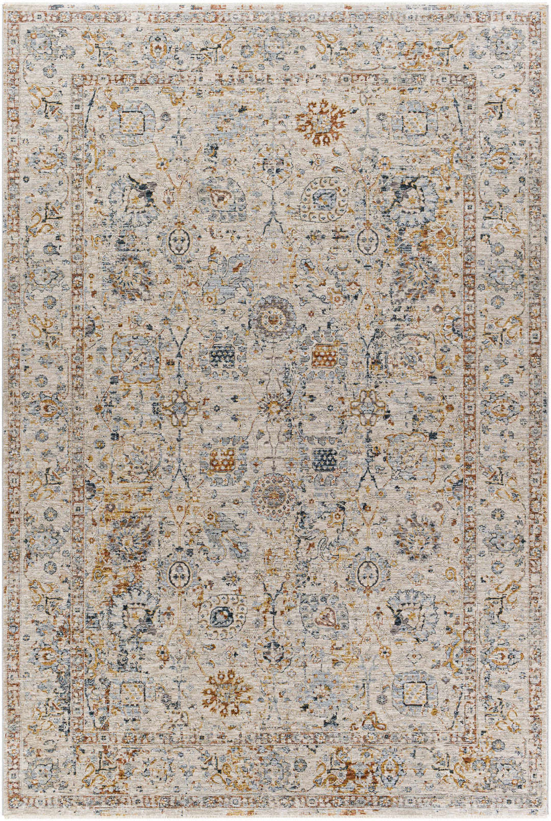 Traditional Design Beige Oushak Machine Woven Rug