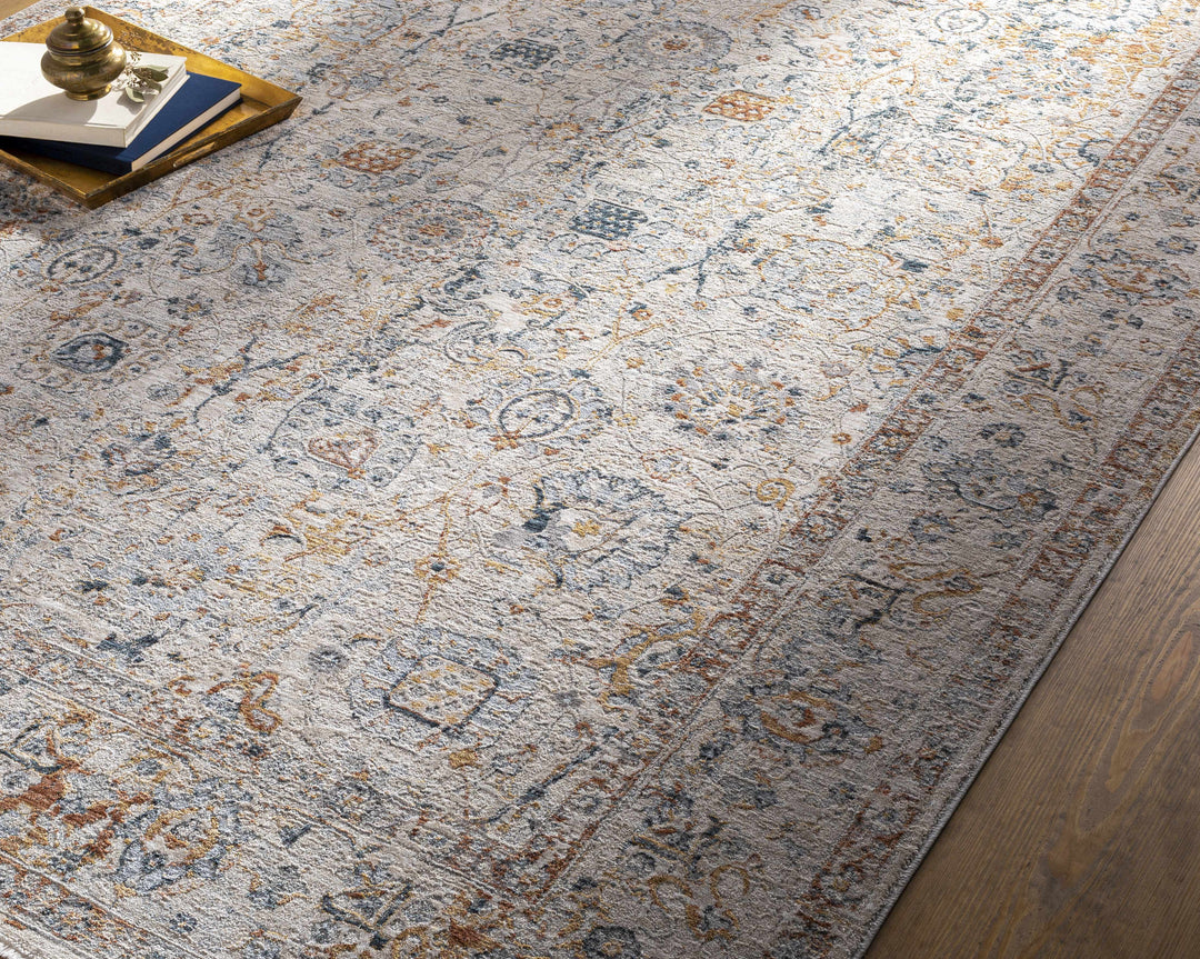 Traditional Design Beige Oushak Machine Woven Rug