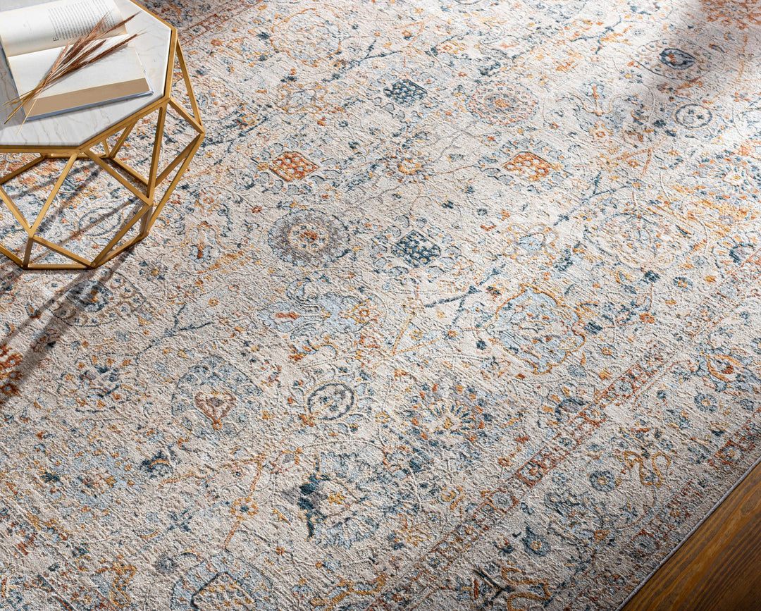 Traditional Design Beige Oushak Machine Woven Rug