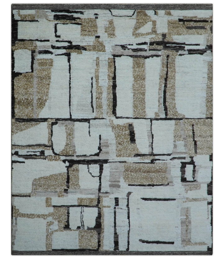 Fossil Custom Made Modern Contemporary Brown Hand knotted Wool Rug - The Rug Decor
