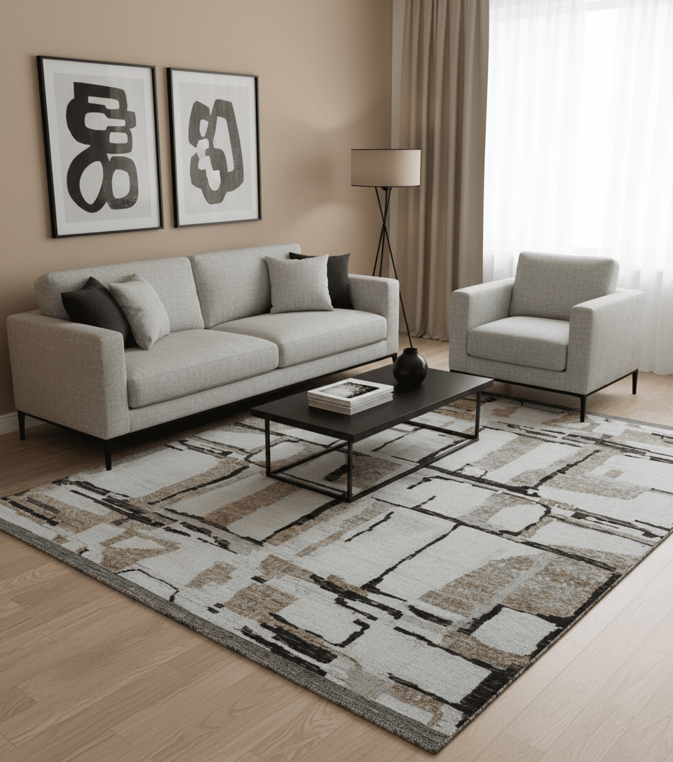 Fossil Custom Made Modern Contemporary Brown Hand knotted Wool Rug - The Rug Decor