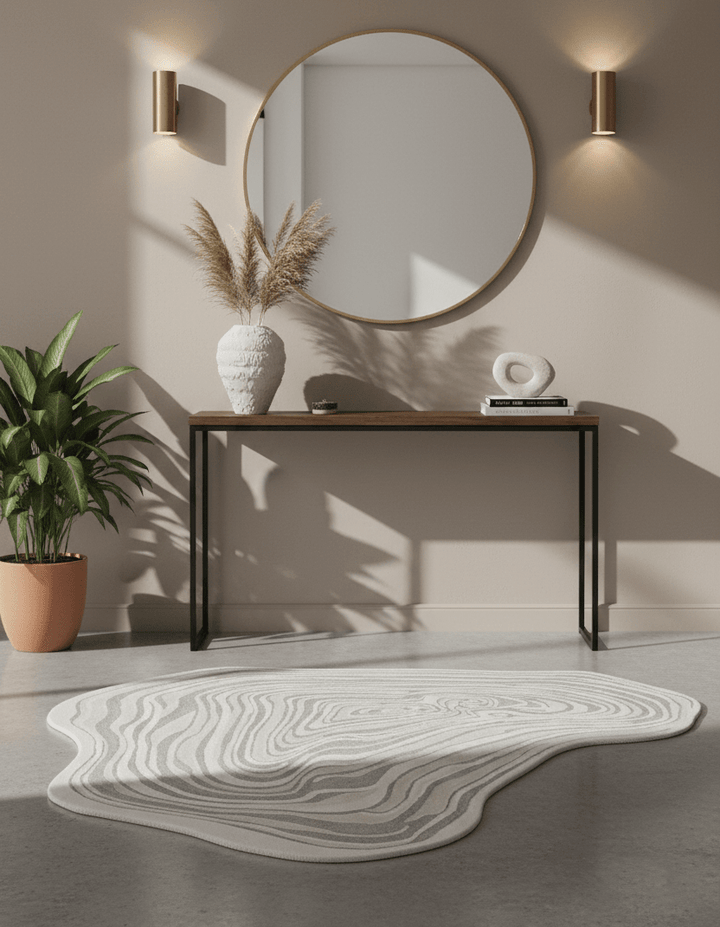 Fossil Modern Style Ivory Hand Tufted 5x7 Wool Rug - The Rug Decor