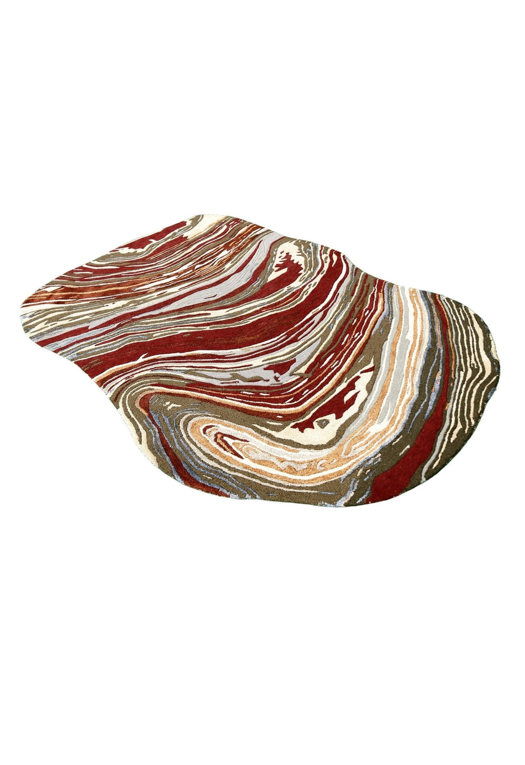 Fossil Modern Terracotta Maroon And Beige Hand Tufted 5x8 Wool Rug - The Rug Decor