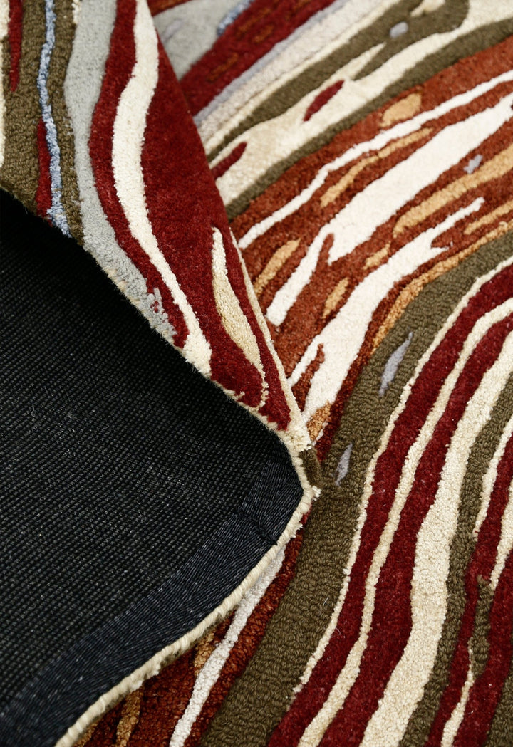 Fossil Modern Terracotta Maroon And Beige Hand Tufted 5x8 Wool Rug - The Rug Decor