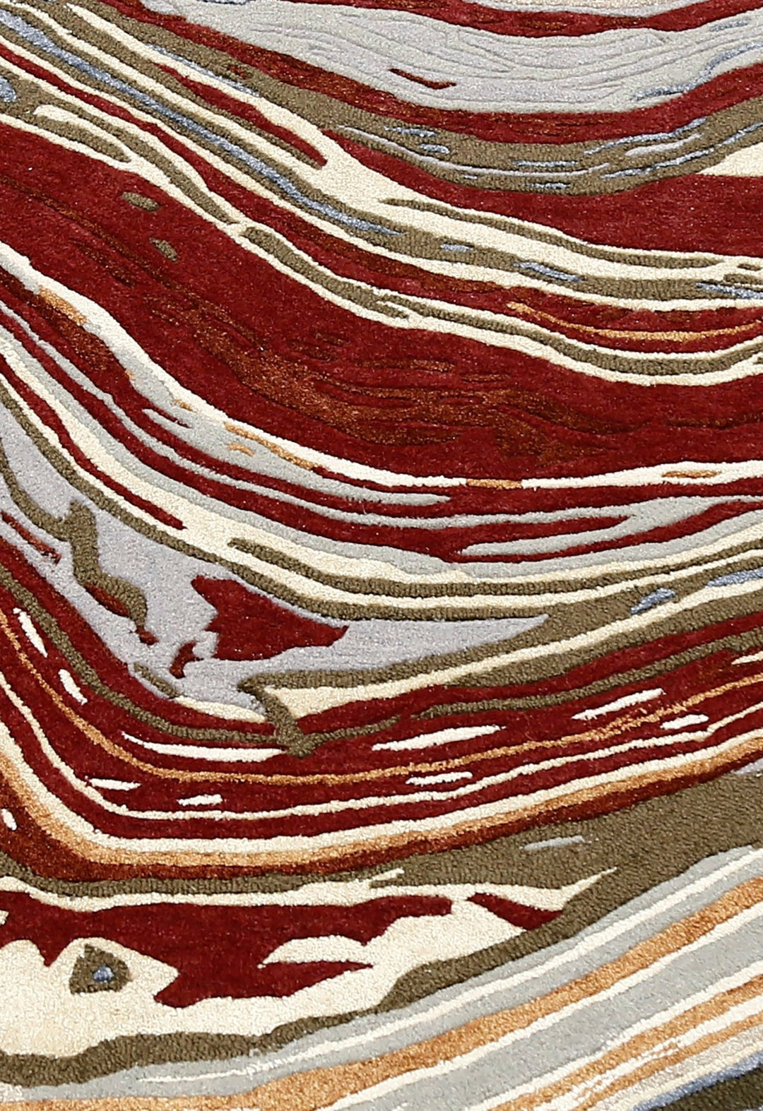 Fossil Modern Terracotta Maroon And Beige Hand Tufted 5x8 Wool Rug - The Rug Decor