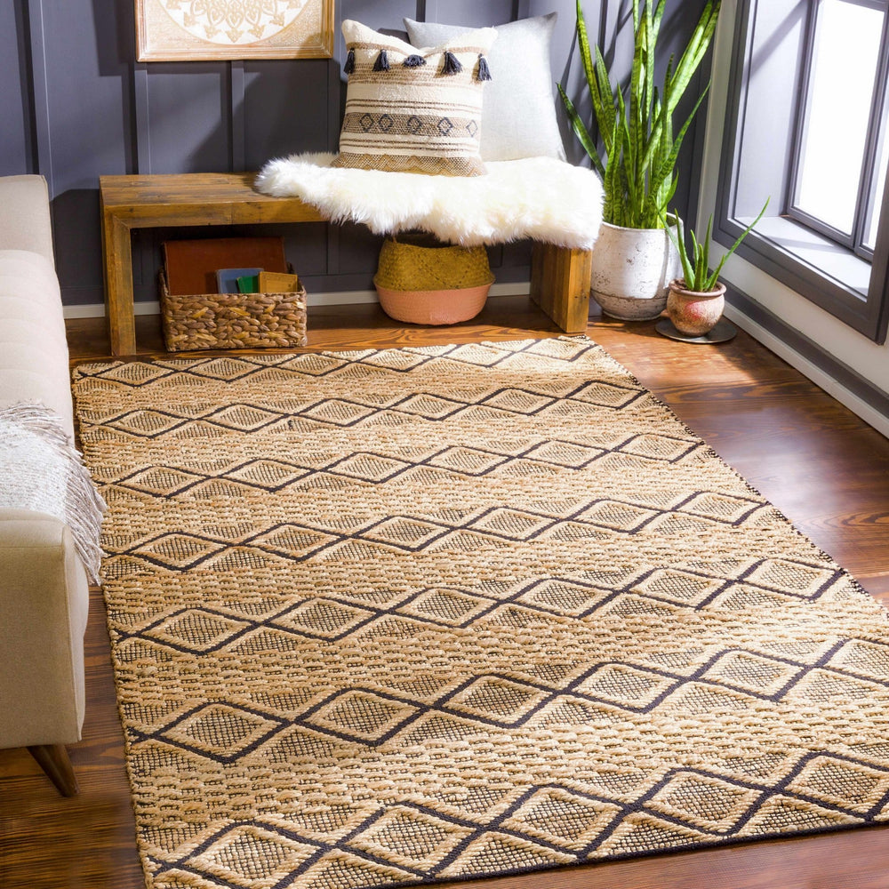Foxrock Tan And Black Modern Style Hand Woven Area Rug - The Rug Decor
